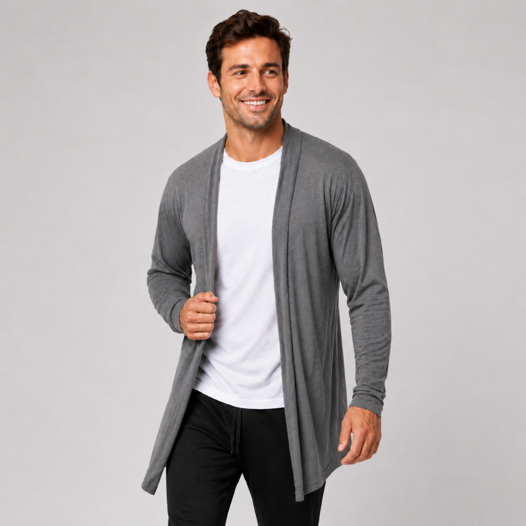 Blusa Cardigan de Frio Masculino Sobretudo Long Line