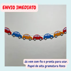 ENVIO RAPIDO Bandeirola de CARRINHOS. Decoração de festa Carros e Aniversário Personalizado