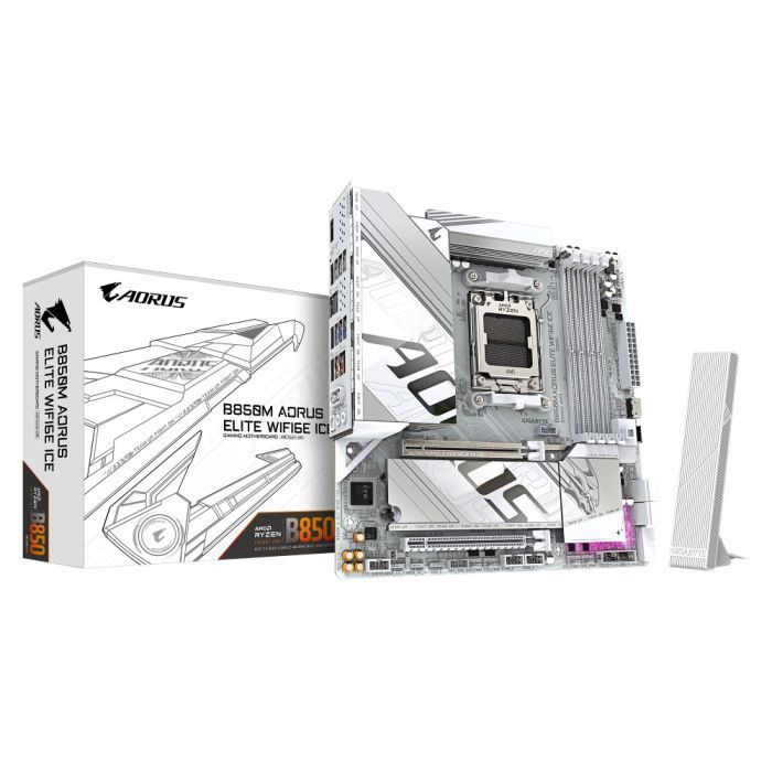 Placa Mãe Gigabyte B850M AORUS ELITE ICE WIFI6E AM5 4xDDR5 AMD B850 mATX