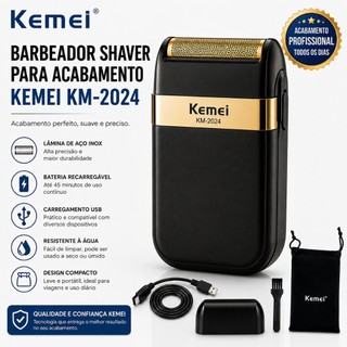 Maquininha Barbeador Shaver Para Acabamento Kemei Km-2024 Sem Pelo Zero