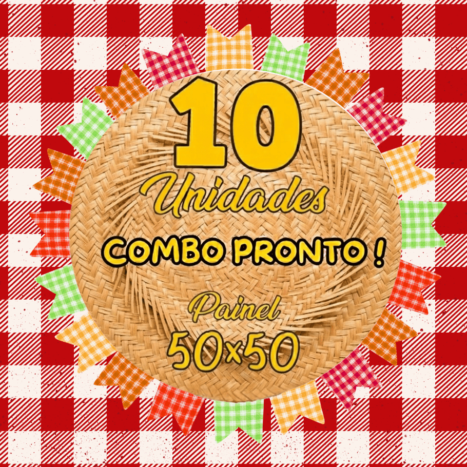 Kit Combo Pronto 10 Capas Mini Painelzinho 50x50  Festa Junina Arraia Bibi Painéis Envio Imediato