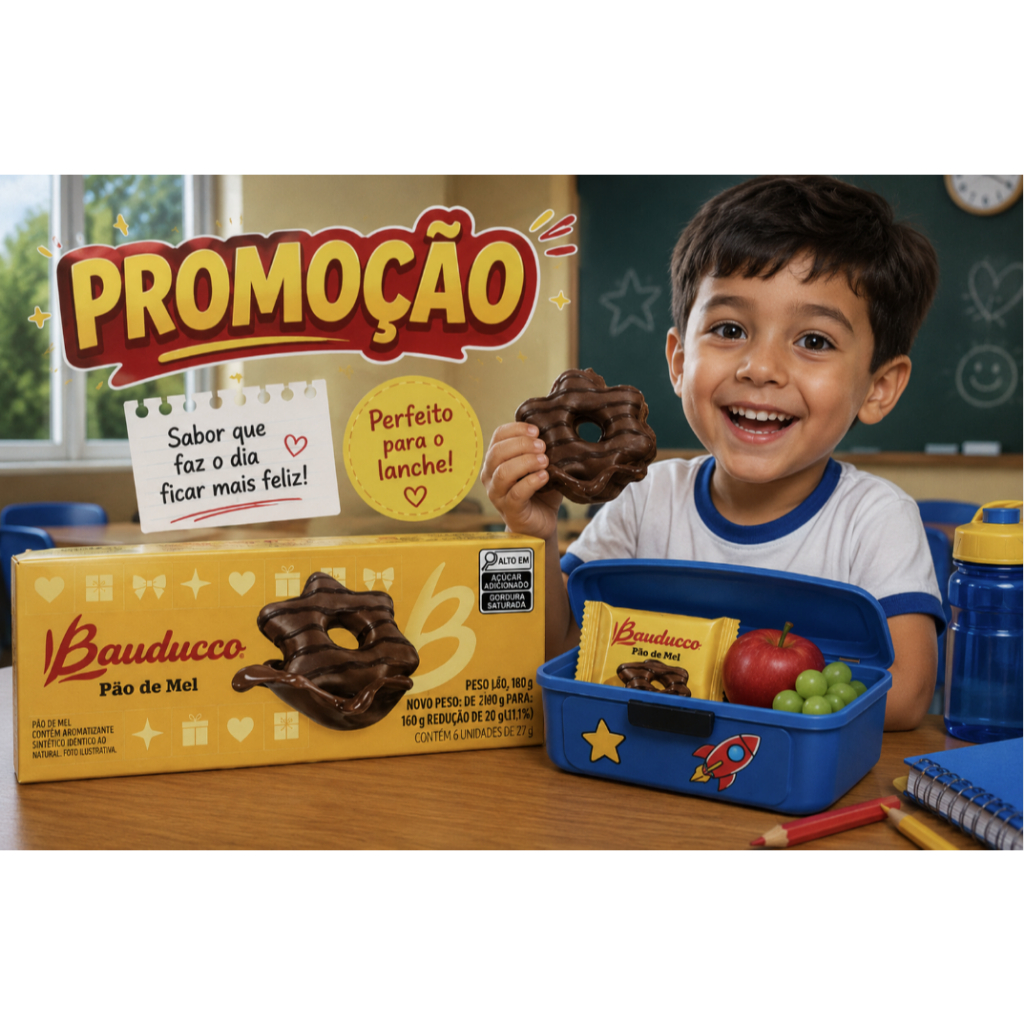 Pão De Mel Chocolate Ao Leite 180g 6Un - Bauducco