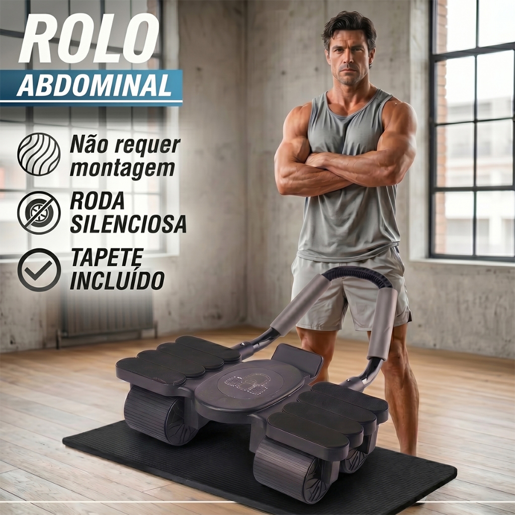 DEEYI Roda Abdominal Retorno Automático Preto Exercício Físico Funcional Musculação Emagrecer Em Casa