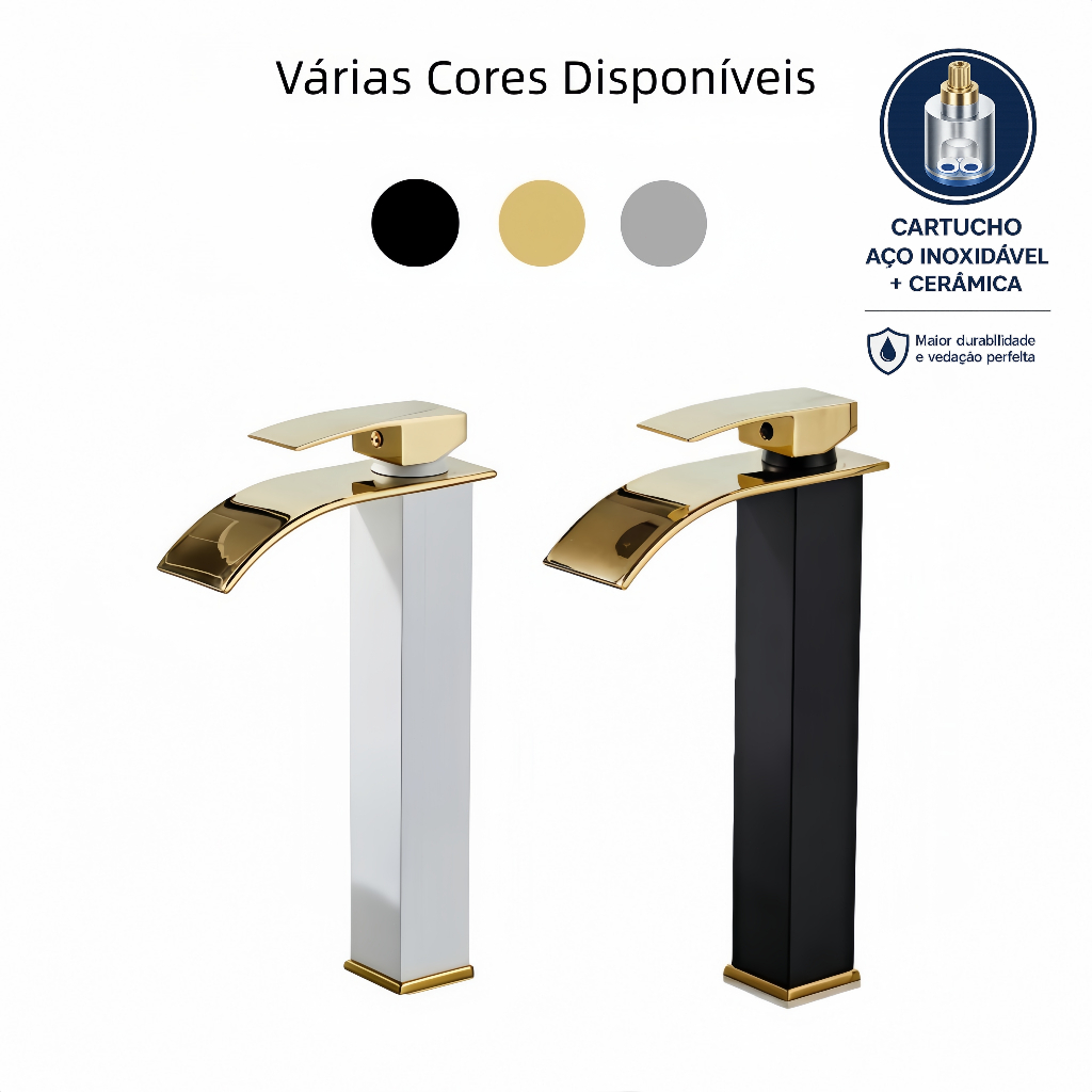 Espessamento de alta qualidade Torneira Banheiro Aço Inox Luxo Saída De Cascata 