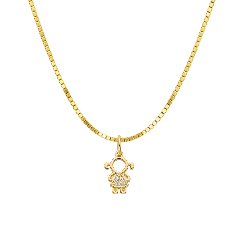 Colar Pingente Menino Menina Banhado Ouro 18k | Corrente com Pingente Filho Filha | Antialérgico