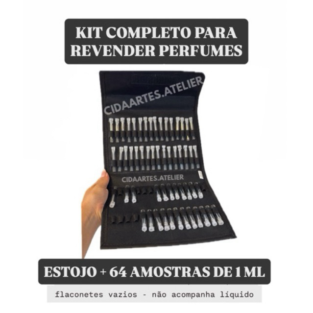 Kit Estojo Demonstrador + 64 amostras vidro 1ml - Kit para Revendedor