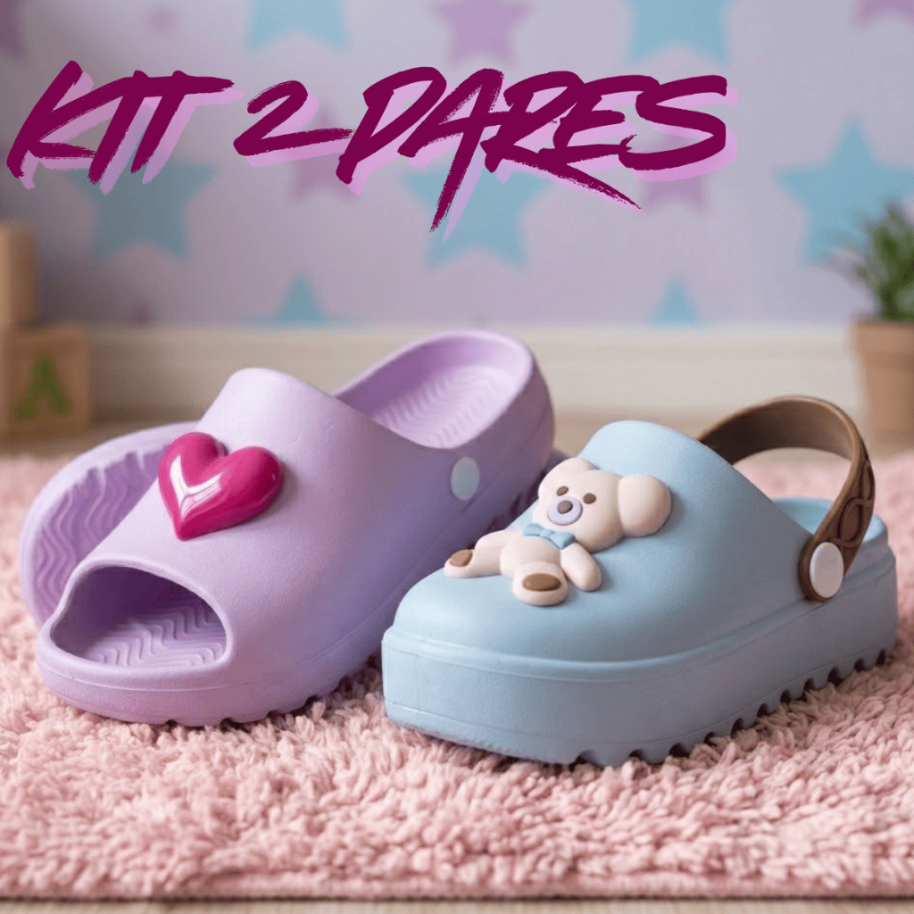Kit 2 Pares Sandália Infantil Papete Menino Macia Confortável Casual