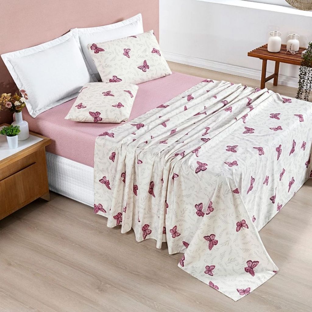 Jogo De Lençol Micropercal 200 Fios Toque Macio Jogo De Cama Estampado Avere Roupa de Cama