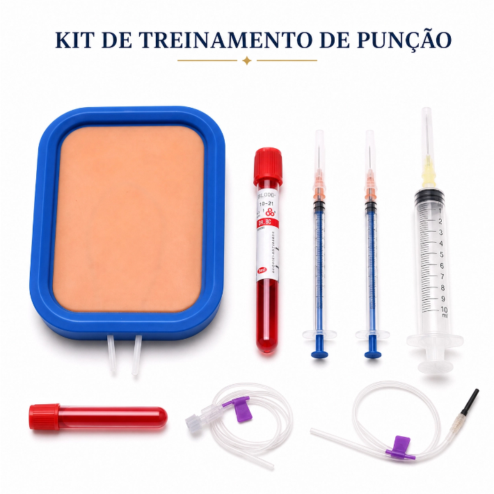 Kit Treinamento de Punção Venosa Simulador Injeção e Coleta de sangue Prática Enfermagem