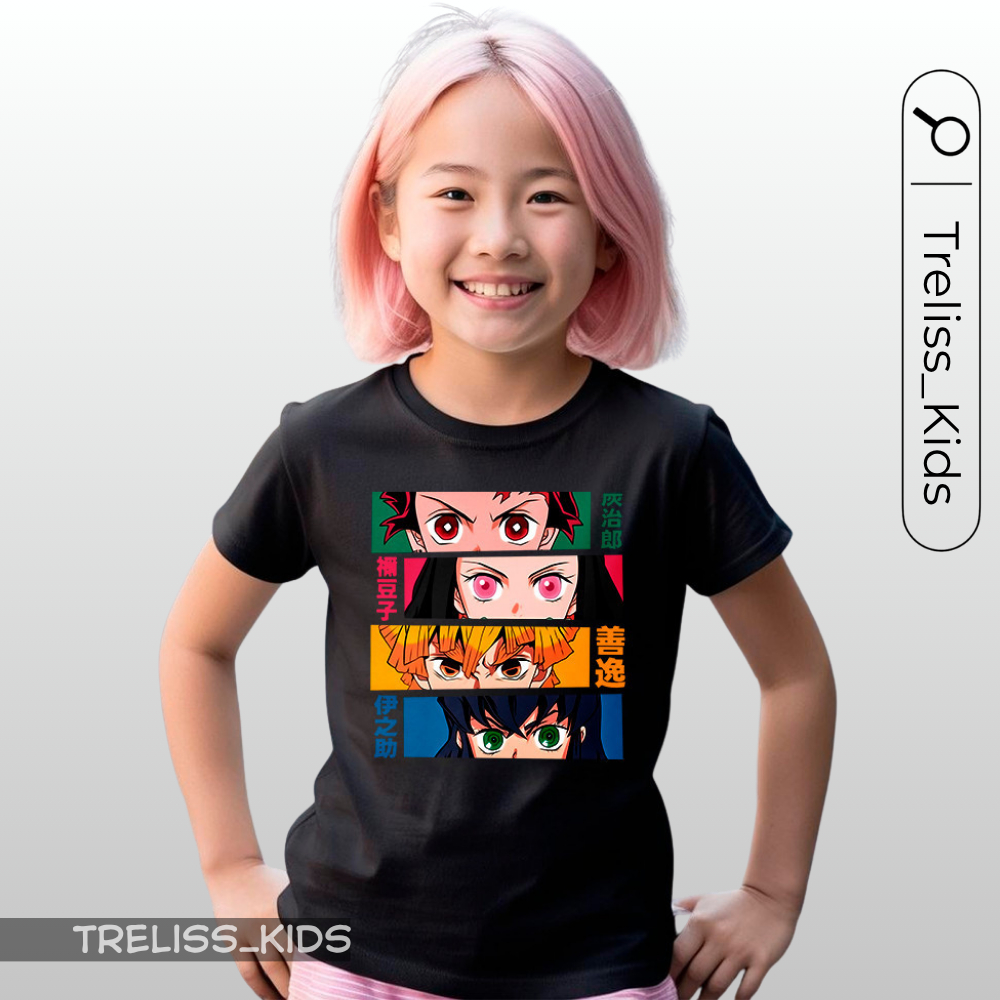 Camiseta Infantil Demon Slayer Kimetsu no Yaiba Anime Camisa 100% Algodão Unissex