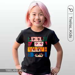 Camiseta Infantil Demon Slayer Kimetsu no Yaiba Anime Camisa 100% Algodão Unissex