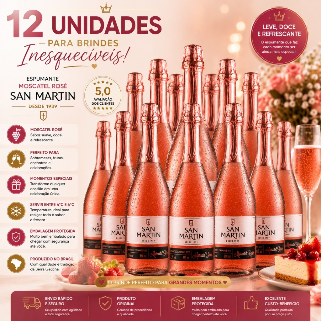 Espumante Nacional San Martin Moscatel Rose Doce 660 ML