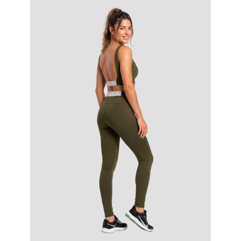 Conjunto Top e Legging Elástico Personalizado Massam Fitness Verde