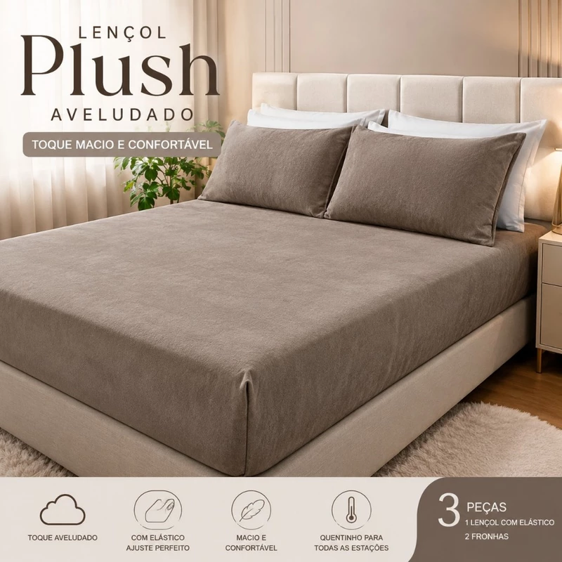 Jogo de Lençol Plush 3 Peças Aveludado Soft — foto 2