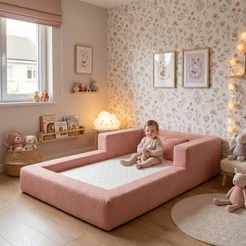 Cama Montessoriana Berço Aconchego 100% Espuma Rosa Keiko