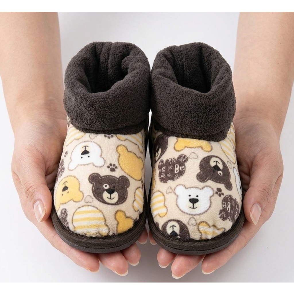 Pantufa Botinha Infantil Ursinho Peluciada Super Confortável e Macia