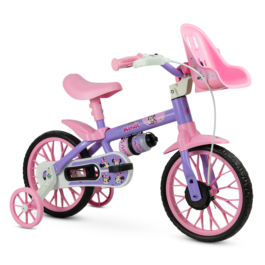 Bicicleta Aro 12 Infantil com Garrafinha e Banco Ajustável Bicicletinha para Passeio Temática Nathor