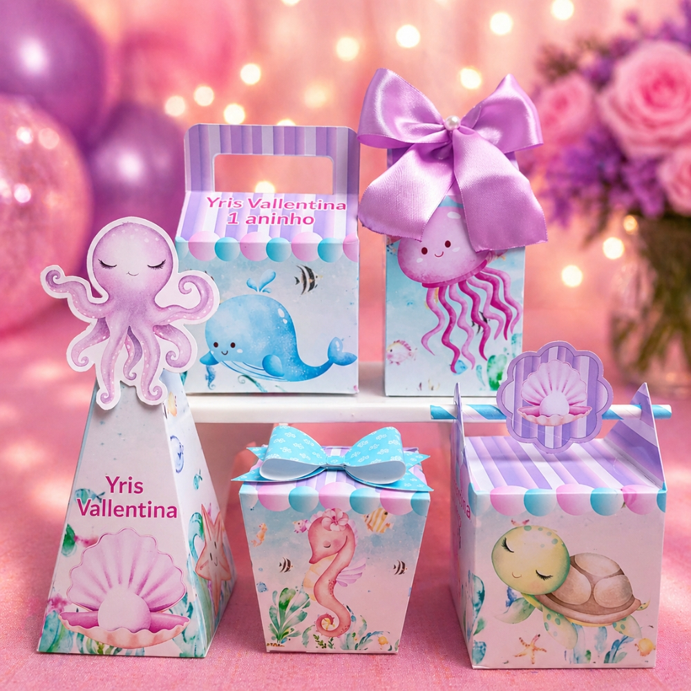 Kit Festa Fundo do Mar Personalizado | Lembrancinha Fundo do Mar l Pegue e Monte | Caixinhas Personalizadas Infantil