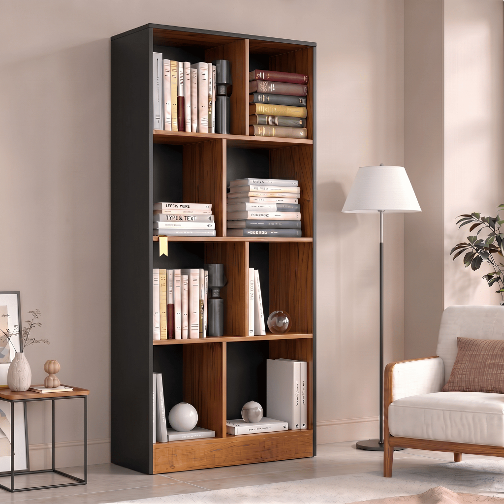 Estante Livreiro Rios Para Escritório Com Divisórias Organizador Livros Decorações Cor Preto/Nature