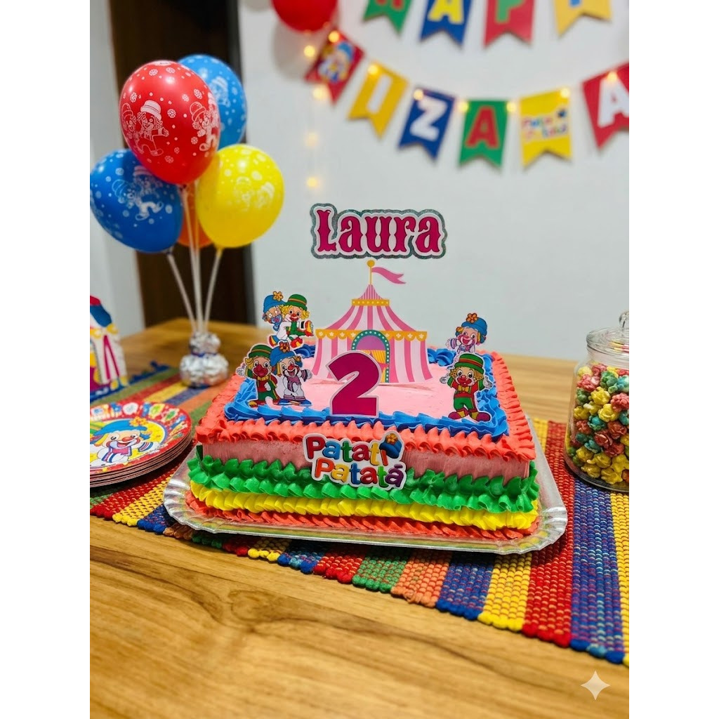 Topo de Bolo Patati Patatá menina Personalizado Decoração Topper de Bolo