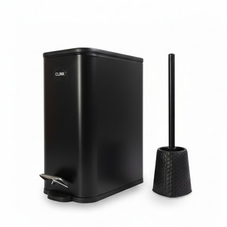 Kit Lixeira Slim 5L Clink Soft Close + Escova Sanitária Preto ou Branco