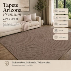 Tapete Sala 2,00x1,50 Alto Relevo Moderno Premium Macio Antiderrapante Quarto Decorativo Marrom Claro