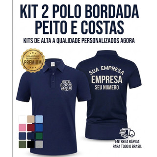 Camisa Polo | Kit 2 peças | Uniforme Bordado Com Sua Logomarca Peito e Costas