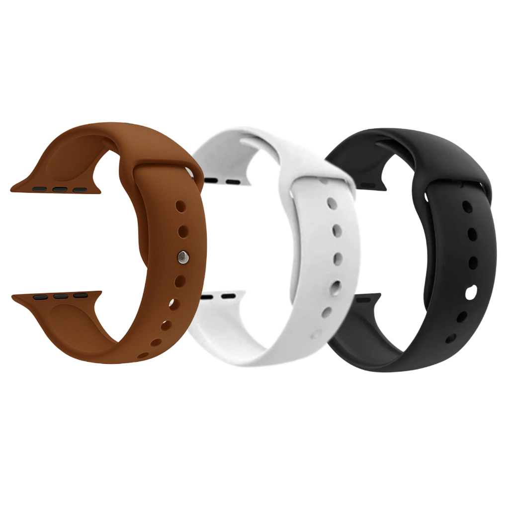 Pulseiras Silicone Soft Luxo Lisa Para Apple Watch Ultra Smartwatch 42 a 49mm Pino Metal
