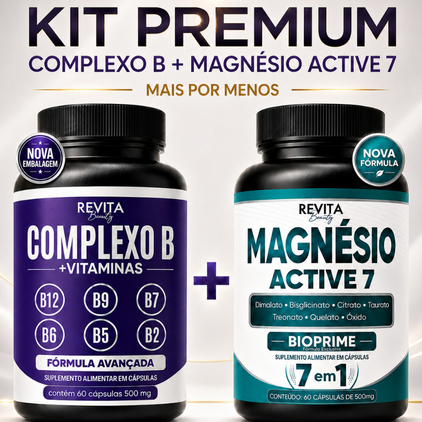 KIT COMPLEXO B + PRO MAGNÉSIO ACTIVE 7  FORMULA AVANÇADA 7 EM 1 - 120 CAPSULAS