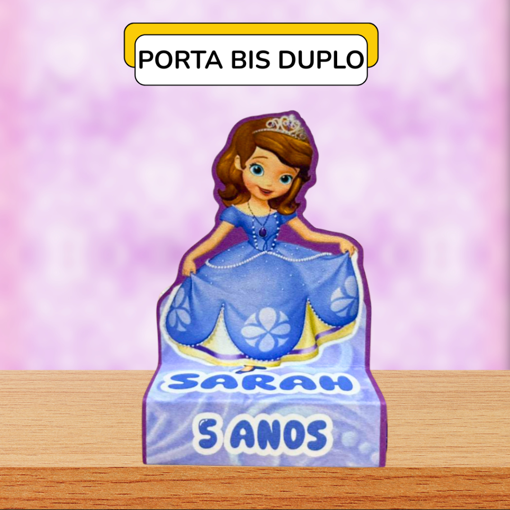Kit Porta Bis Duplo Personalizado Festa Princesa Sophia - Lembrancinha Decoração Aniversario