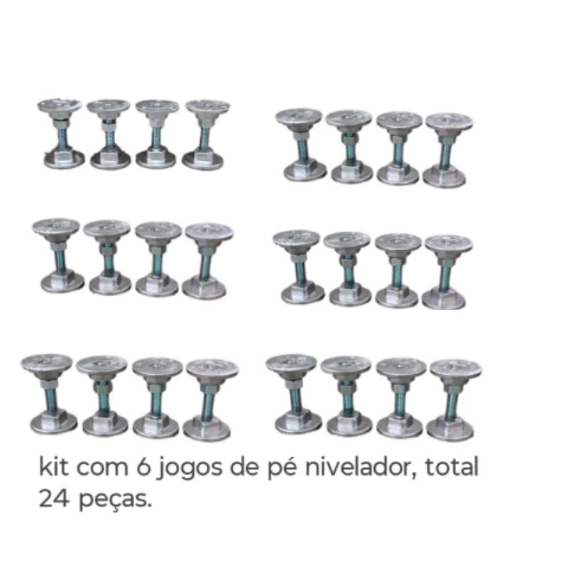 Kit 6 Jogos Pé Nivelador para Mesa de Sinuca e Bilhar – Regulagem de Altura