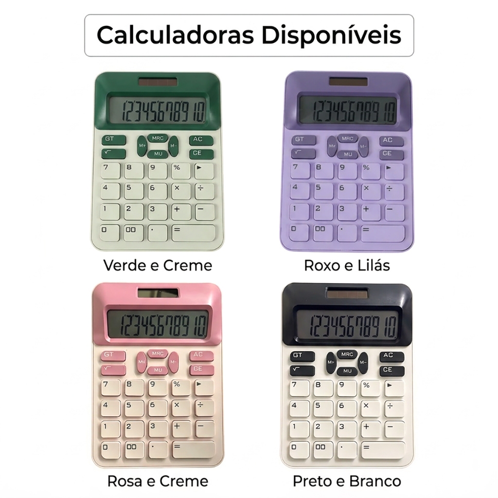 Calculadora Mecânica de 12 Dígitos Energia Solar Display LCD