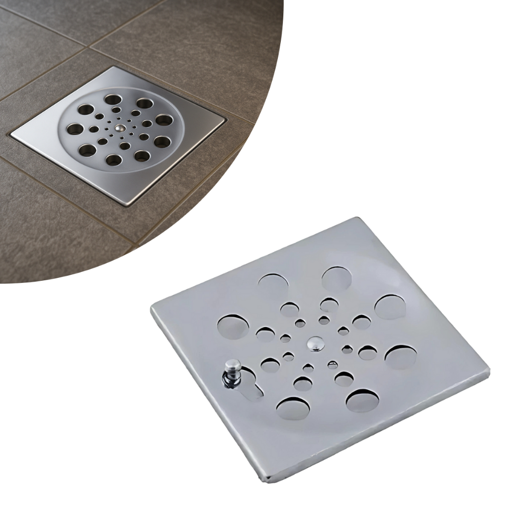 Tampa Ralo Banheiro Ralo de Banheiro Quadrado Inox Abre e Fecha Rotativo (10x10 e 15x15)