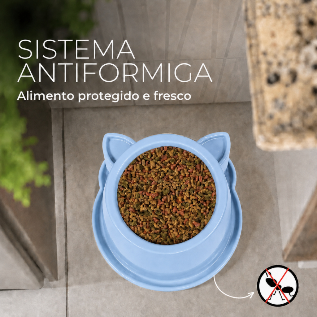 Comedouro e Bebedouro Anti-Formiga Luxo Anatômico para Gatos 250ml - Durapets