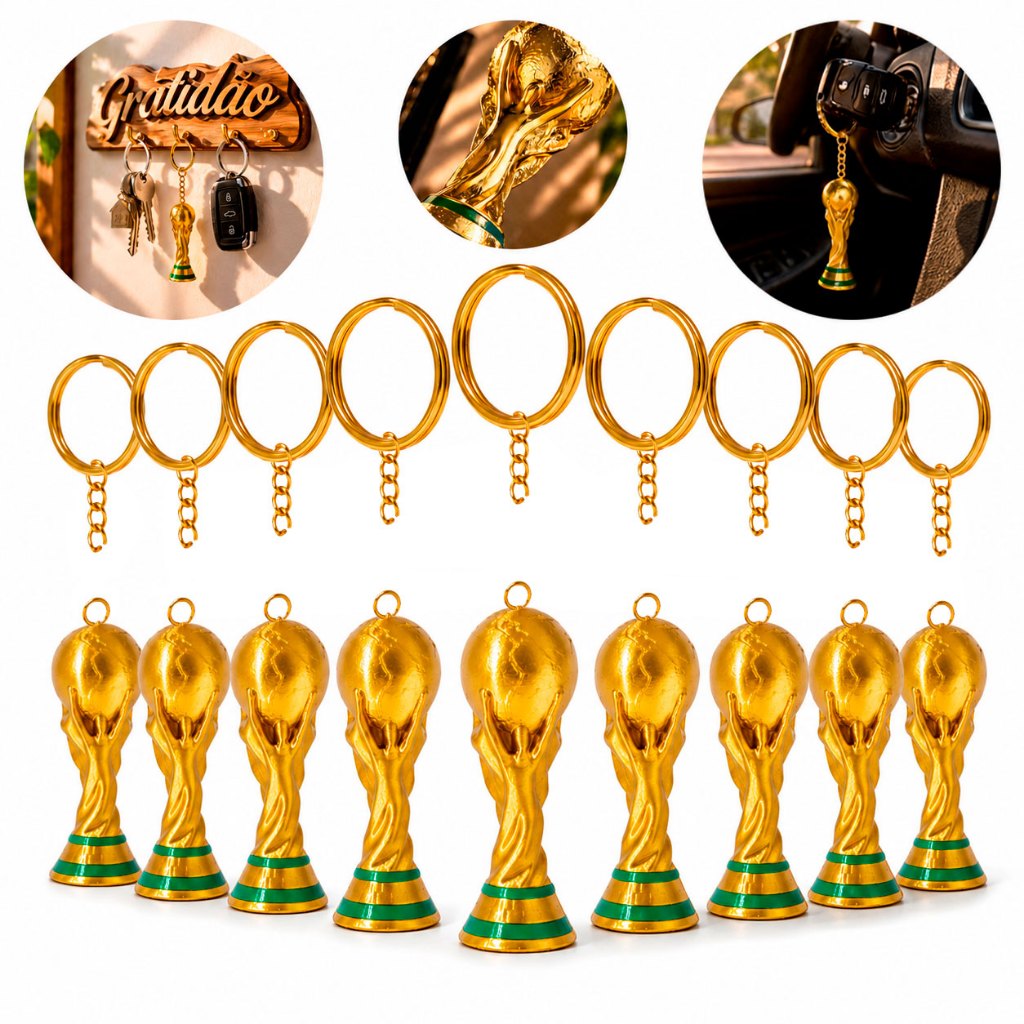 Kit Chaveiros Copa do Mundo Troféu Lembrancinha Brinde Futebol Atacado Revenda 2026