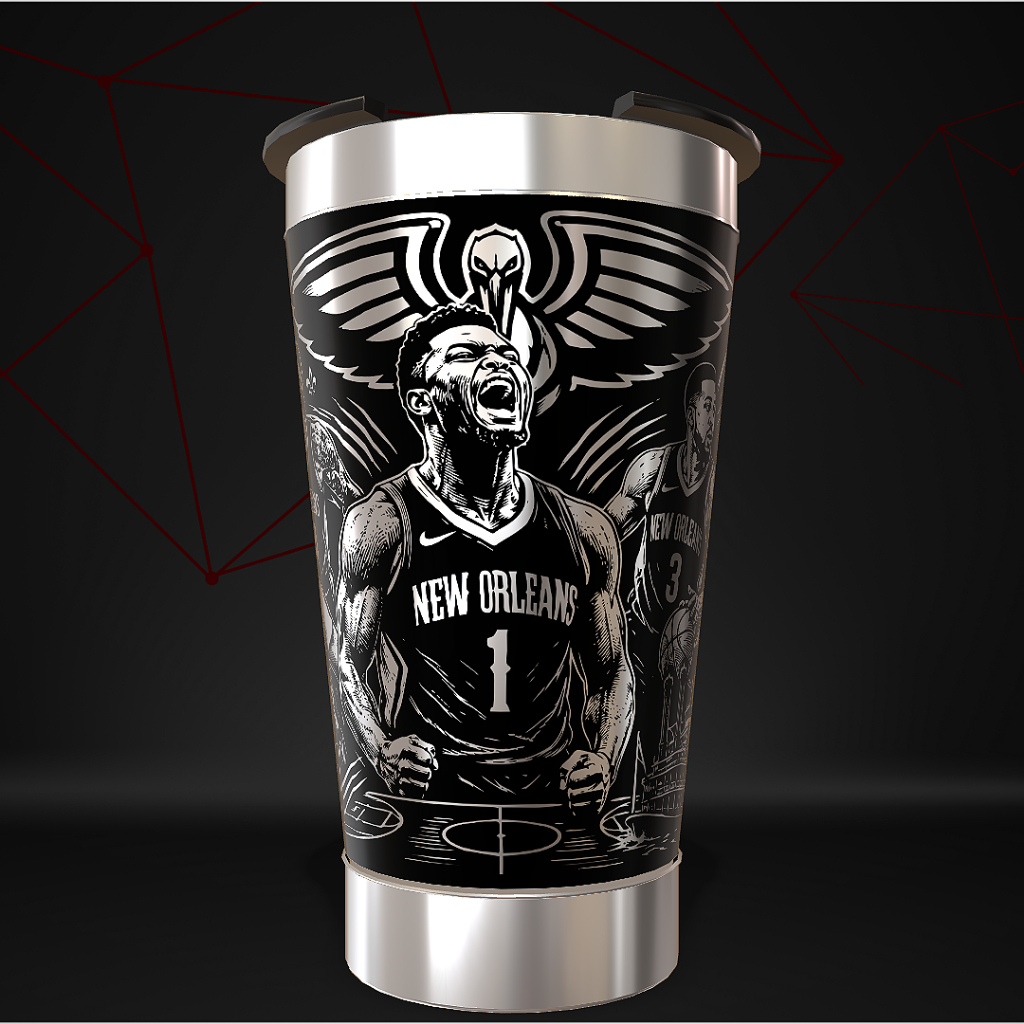 COPO NEW ORLEANS PELICANS TERMICO 473ML PERSONALIZADO COM TAMPA E ABRIDOR