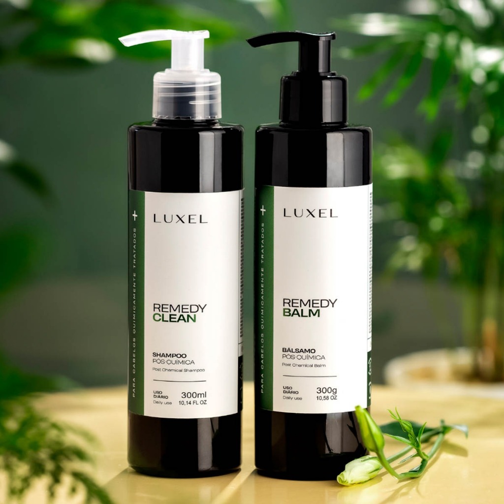 Kit Pós Química Luxel Remedy Shampoo Bálsamo Cabelo Ressecado Colorido Alisado