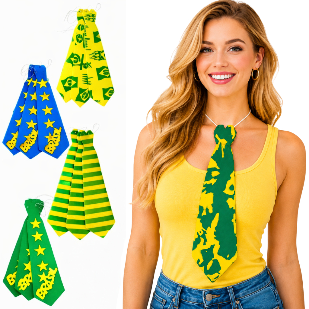 Gravata Brasil Para Festa Copa Do Mundo em EVA 40cm x 10cm