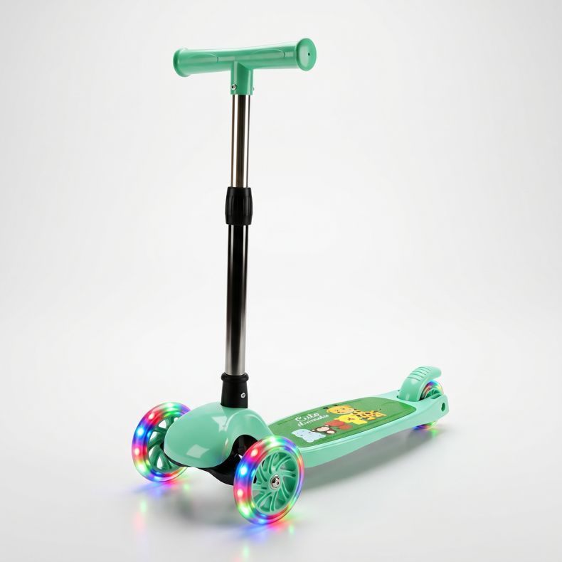 Patinete Infantil 3 Rodas Com Led Ajustável Scooter Dobrável Menino Menina