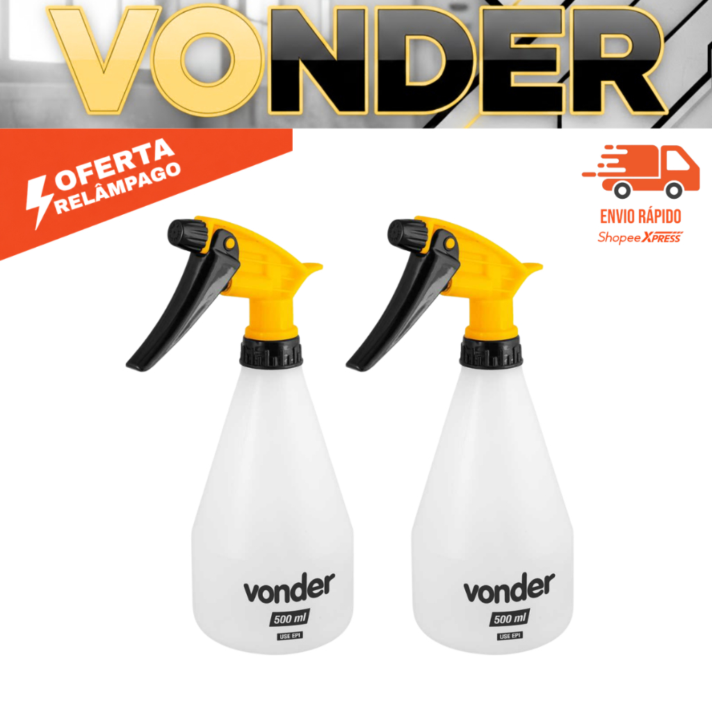 Borrifador Manual Pulverizador Vonder 500ml Regulável Spray Jato Jardim Faxinas Estéticas Automotiva