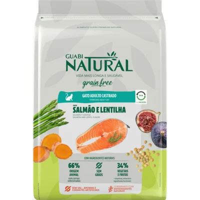 Ração Guabi Natural Grain Free Gato Castrado Salmão e Lentilha 7,5 kg