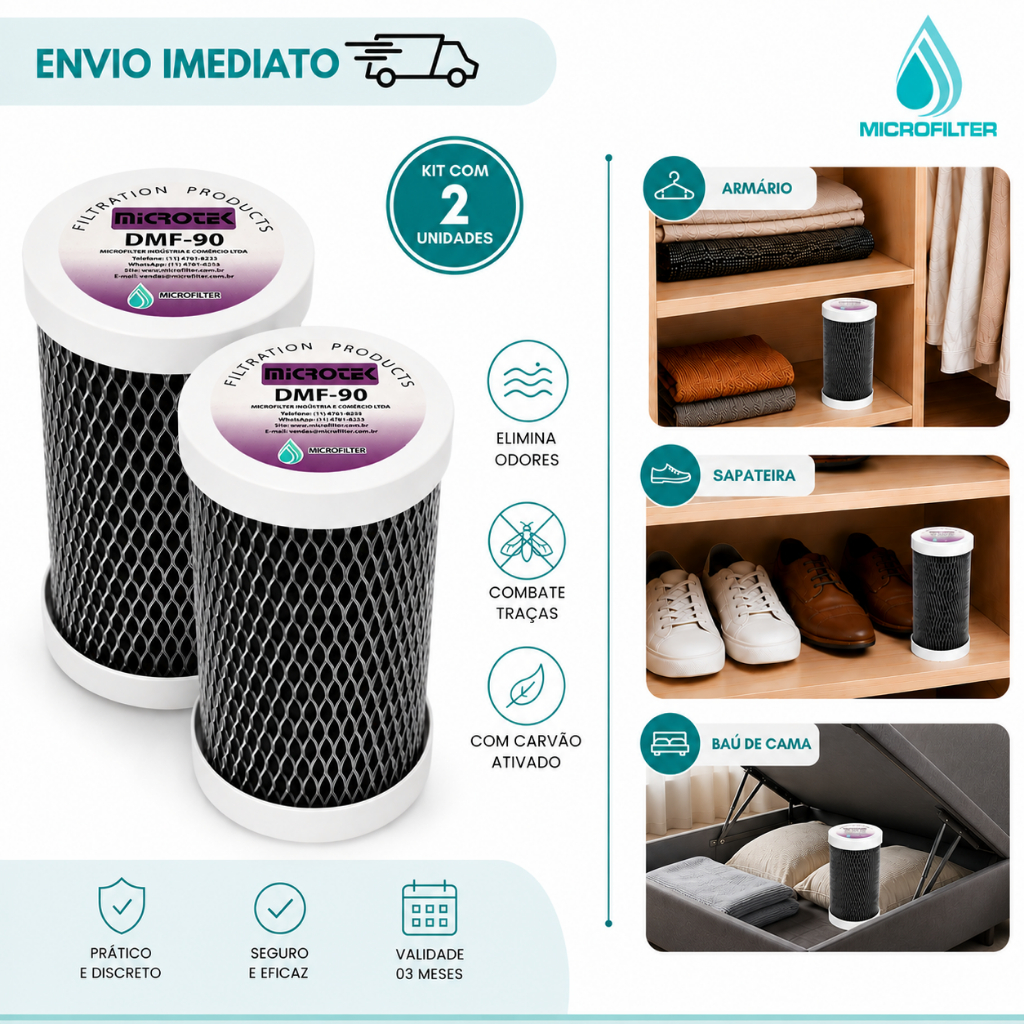 Tira Cheiro de Mofo Carvão Ativado Para Guarda Roupa Armários Closet Anti Mofo Kit 2 pçs