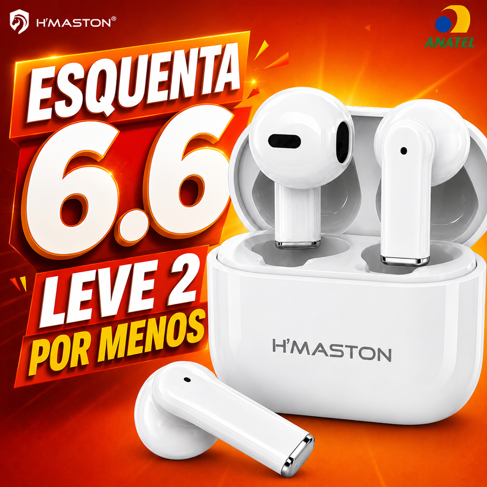 Fone de Ouvido Bluetooth 5.3 H’Maston F917 Sem Fio TWS com Cancelamento de Ruído e Microfone para Android e iPhone