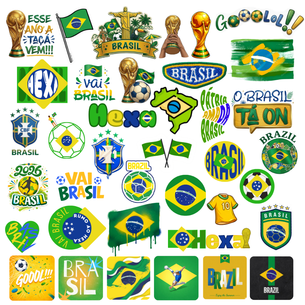 38 Adesivos Decorativos  Da Copa Do Mundo "Brasil" Impermeáveis e Ideais p/ Decorar e personalizar