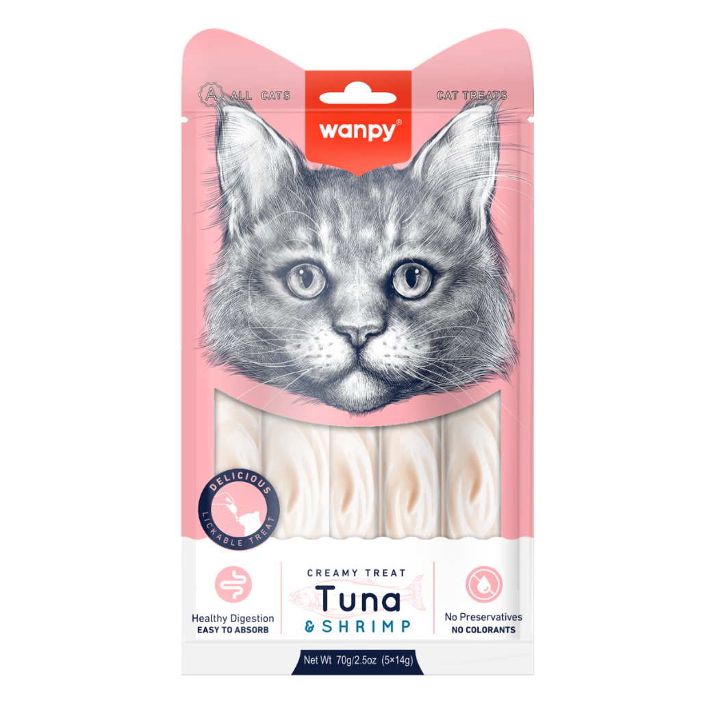 Detalhes do Petisco Para Gatos Wanpy Creamy Truly Sabores Sachê Tubos Sortido, Atum, Frango - 5un/25un