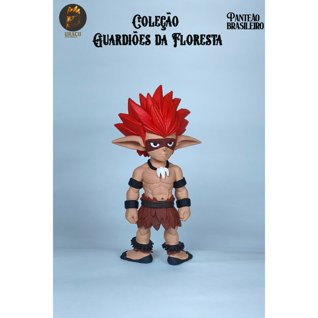 Boneco Miniatura Lenda do Curupira impressão 3D Folclore Brasileiro plástico PLA pintura a mão