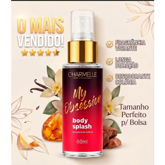 Body Splash My Obsession Charmelle 60ml Body Splash Feminino para Bolsa Body Splash Alta F