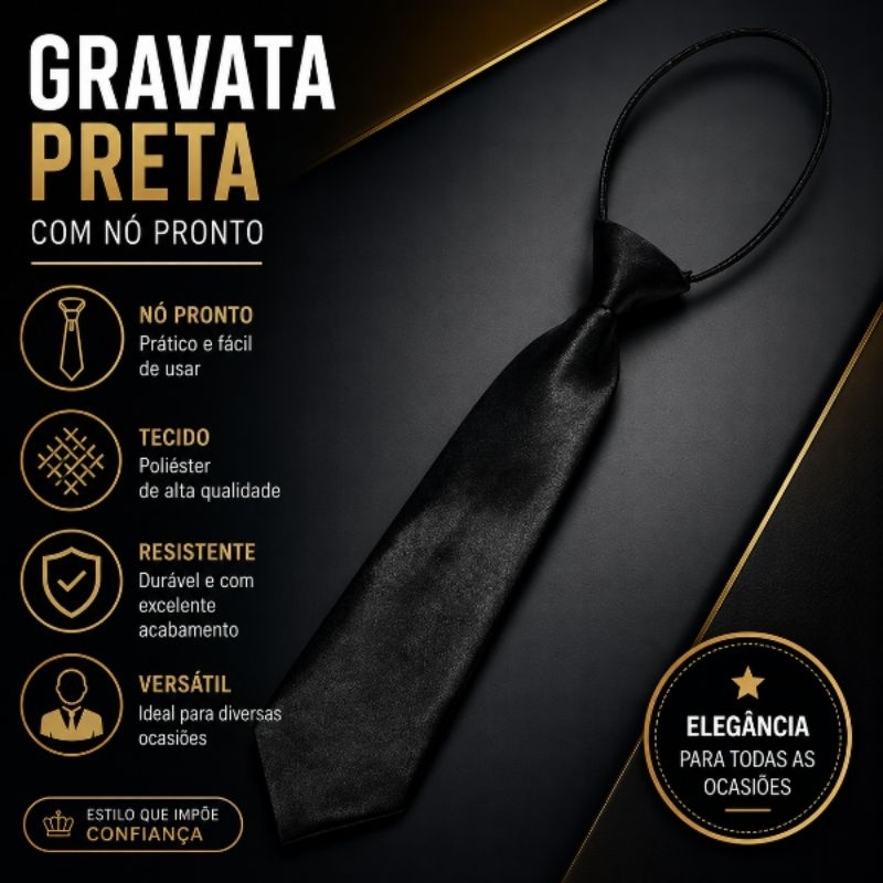 Gravata Preta Adulto Com Nó masculina social slim semi-slim premium