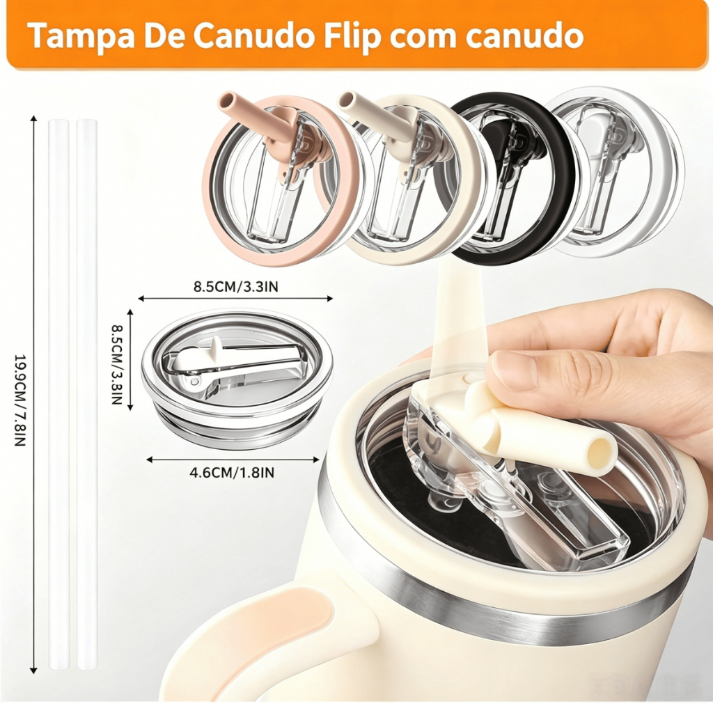 Tampa De Canudo Flip com canudo Para Copo De 1200ML tampa transparente para Garrafa Água térmico