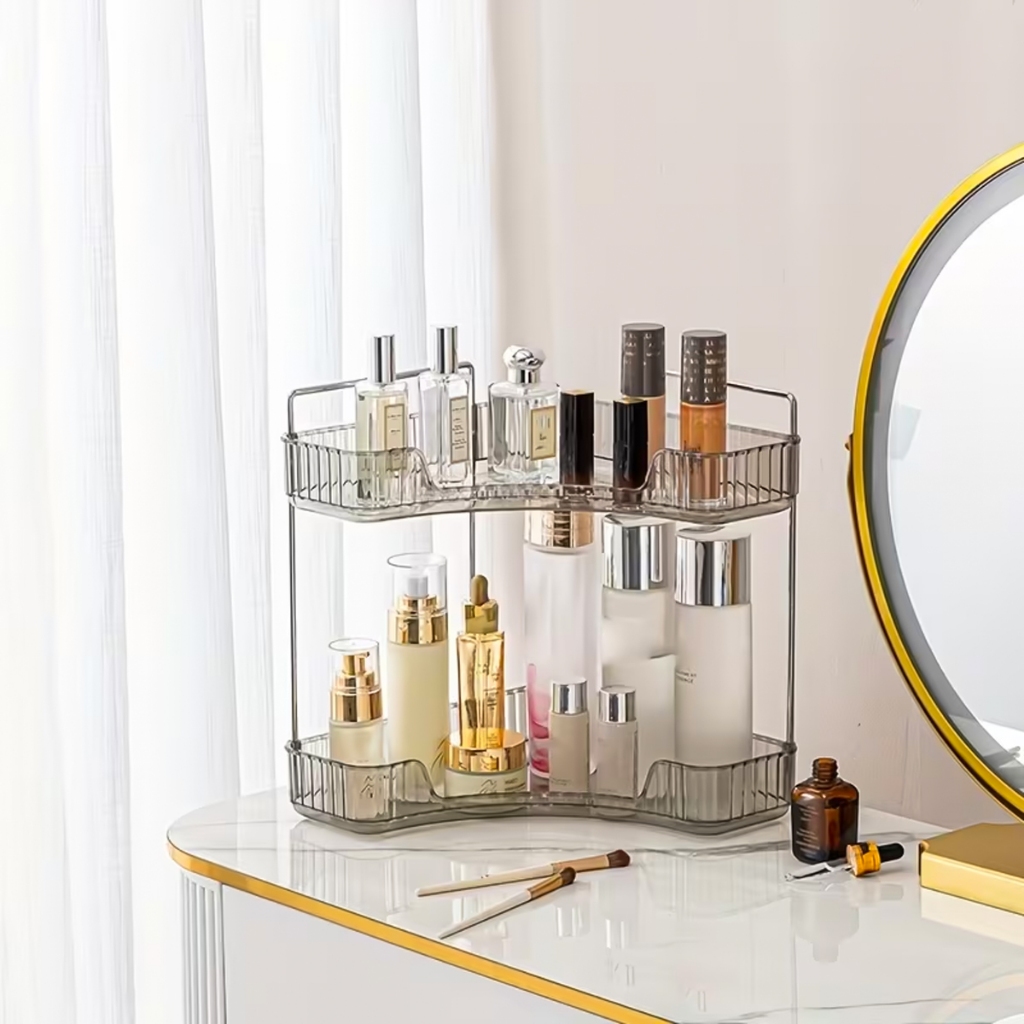 Prateleira Organizadora 2 Andares Para Maquiagem Perfumes Multiuso Acrílico Transparente Multiuso